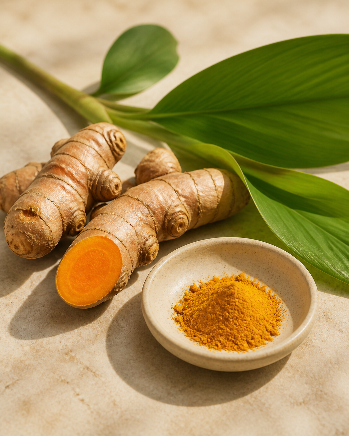 Turmeric rhizomes and powder in an editorial ingredient study
