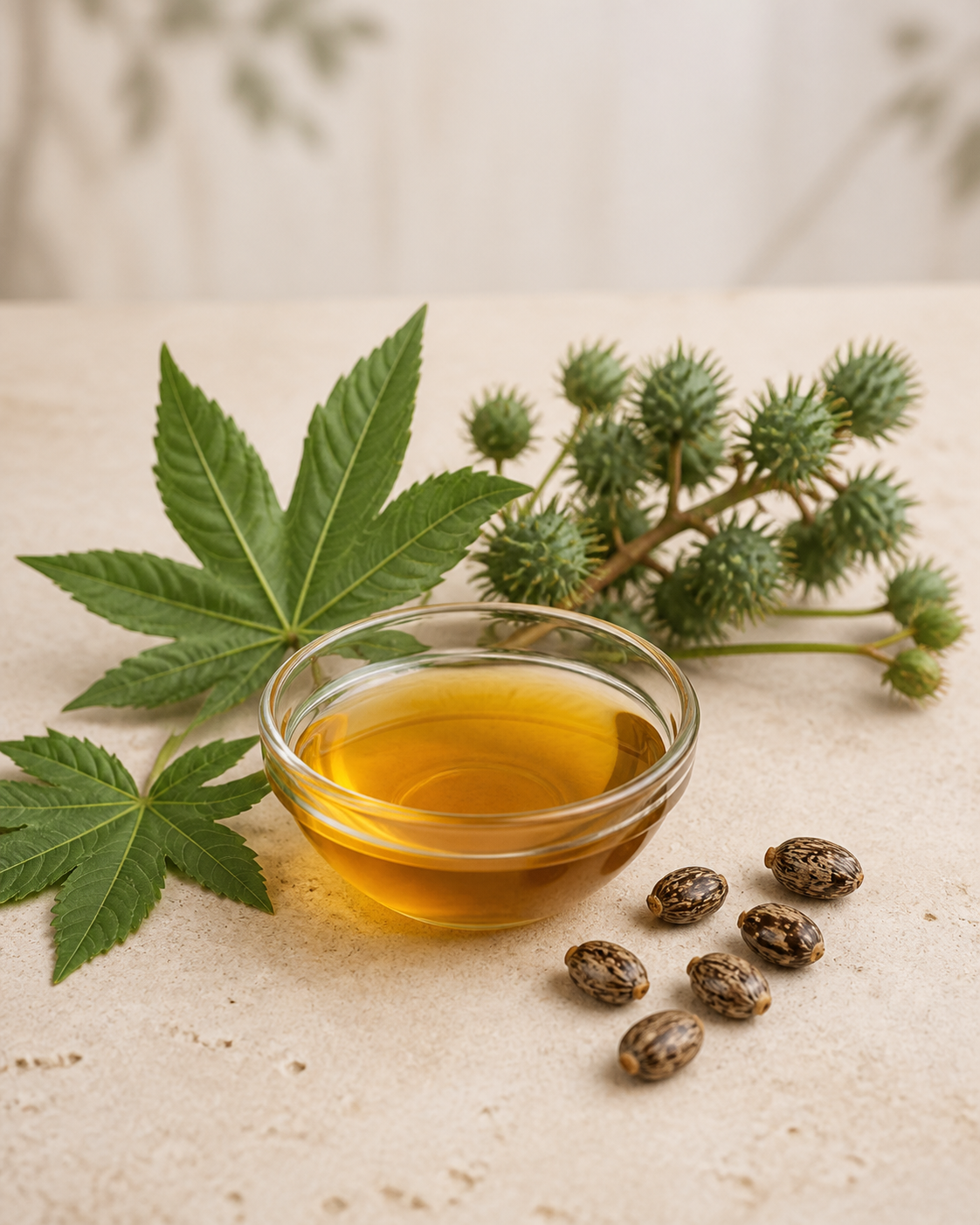 Castor seeds, leaves and oil in an editorial ingredient study