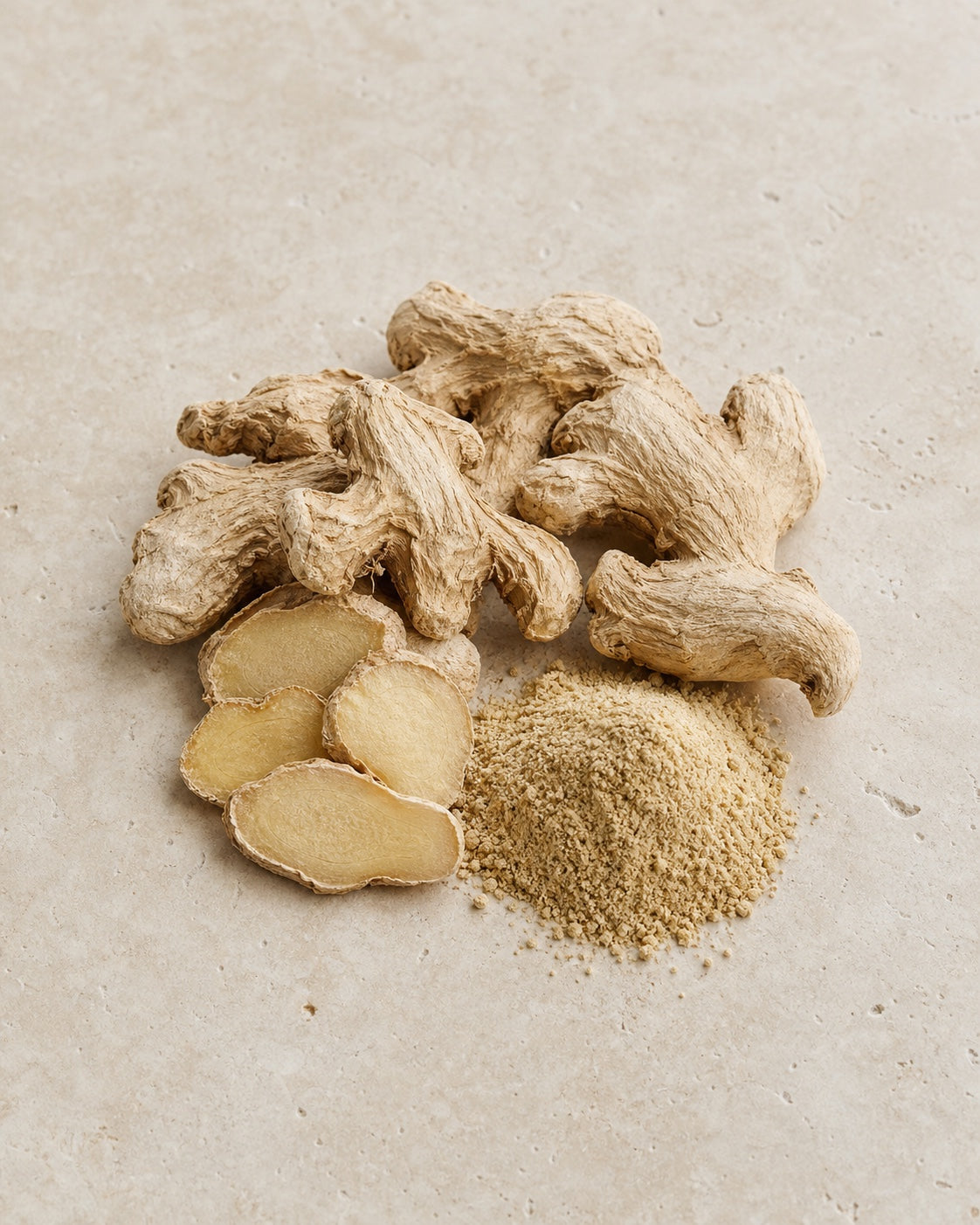 Dried ginger rhizome, slices and powder in an editorial ingredient study